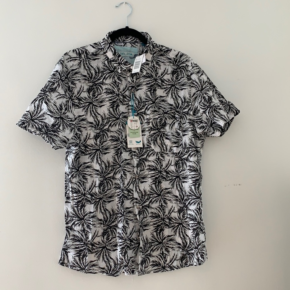 Collared Palm Tree Print T-Shirt